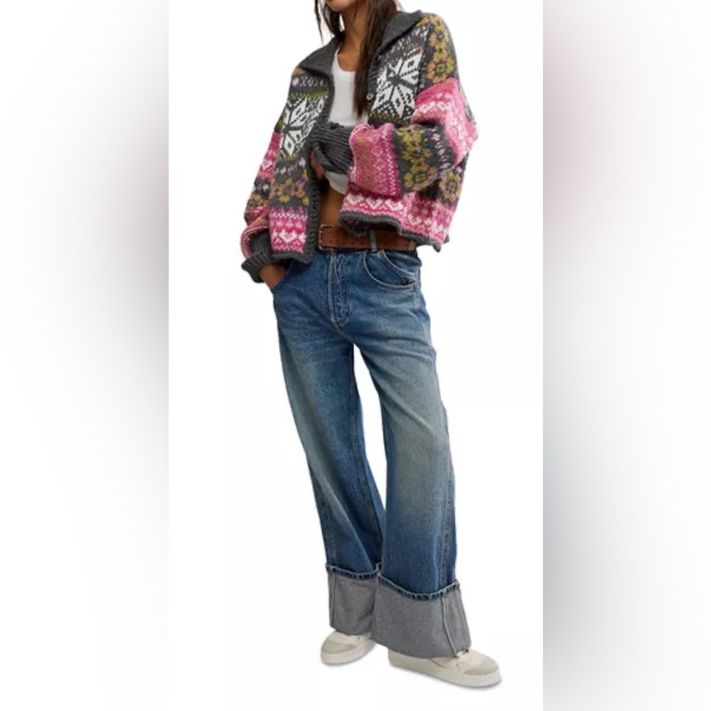 FREE PEOPLE SNOW DRIFT CARDIGAN - FROZEN FLOWER COMBO NWOT